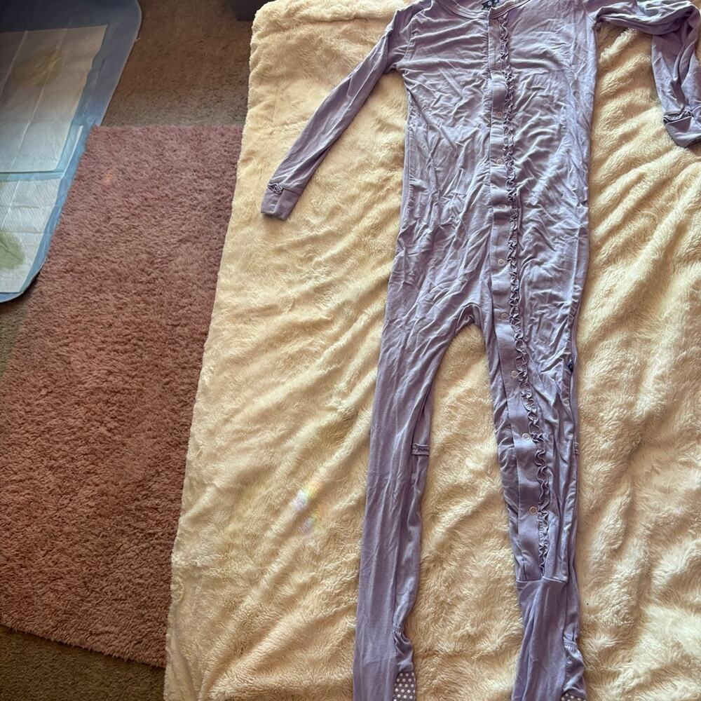 Girls Purple Ruffle One Piece Pajamas